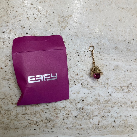 EFFY Bells Handbag Charm Collection Gold Tone Bell on Chain with Purple Crystal - Picture 1 of 2